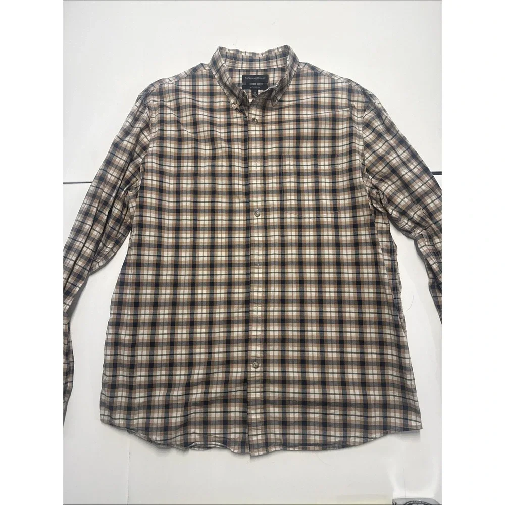 Banana Republic XL Tall Untucked Standard Fit Plaid Long Sleeve‎ Shirt